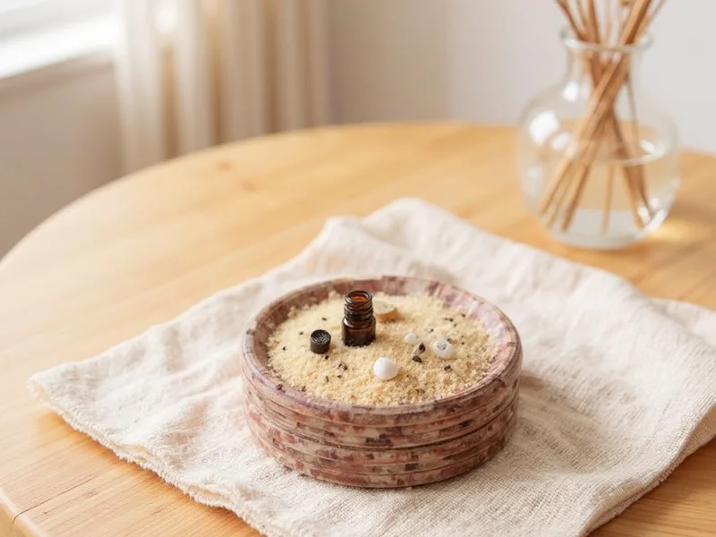 Vieira plana natural utilizada como ambientador casero en una decoración costera moderna.