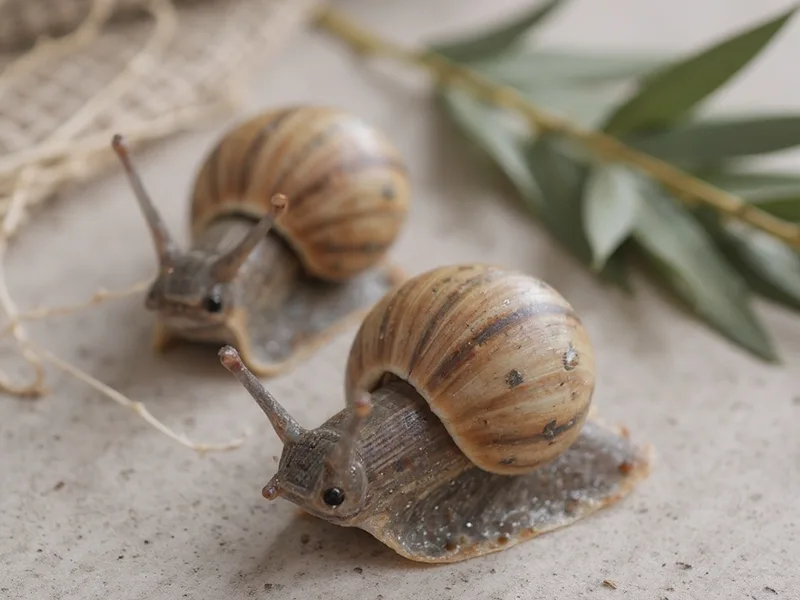 Caracoles de mar polinices fluctuata sobre microcemento, destacando su textura natural y tonos para una decoración costera moderna.